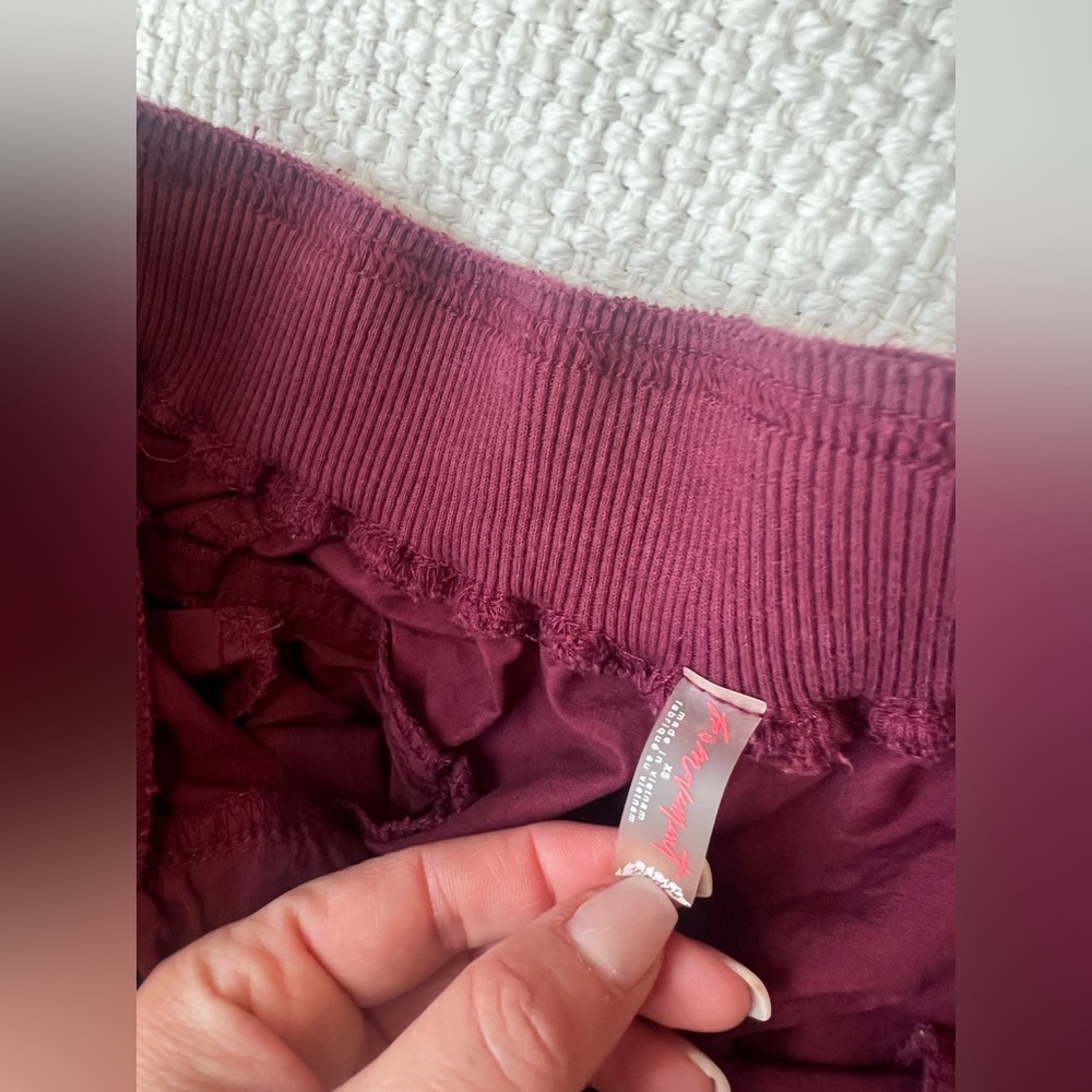 Free People Burgundy Relaxed High-Rise Track Pants - Picture 8 of 8